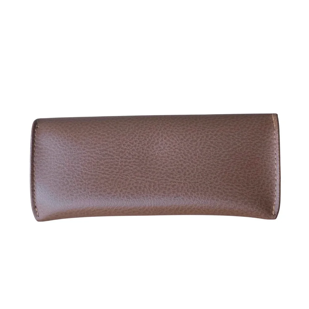 Ray-Ban Tan Textured Faux Leather Sunglasses Case Snap Closure Luxottica Brown‎